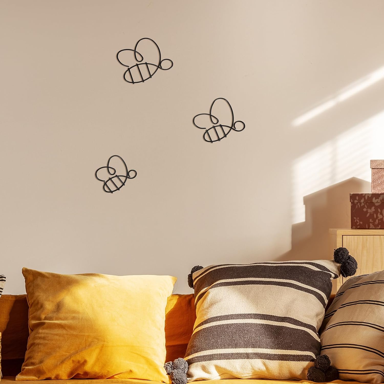 3 Pcs Wire Bee Wall Decor Metal Bee Wall Art Decor image 4