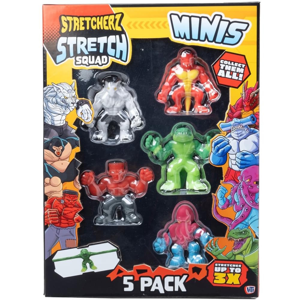 Mini Stretch Squad 5 Pack Fidget Toys Set | Stress Relief, Anxiety Relief & Calming Squishy Fidget Toy | Sensory Toy Playset | Party Bag Fillers For Birthday, Parties, Schools | 3+