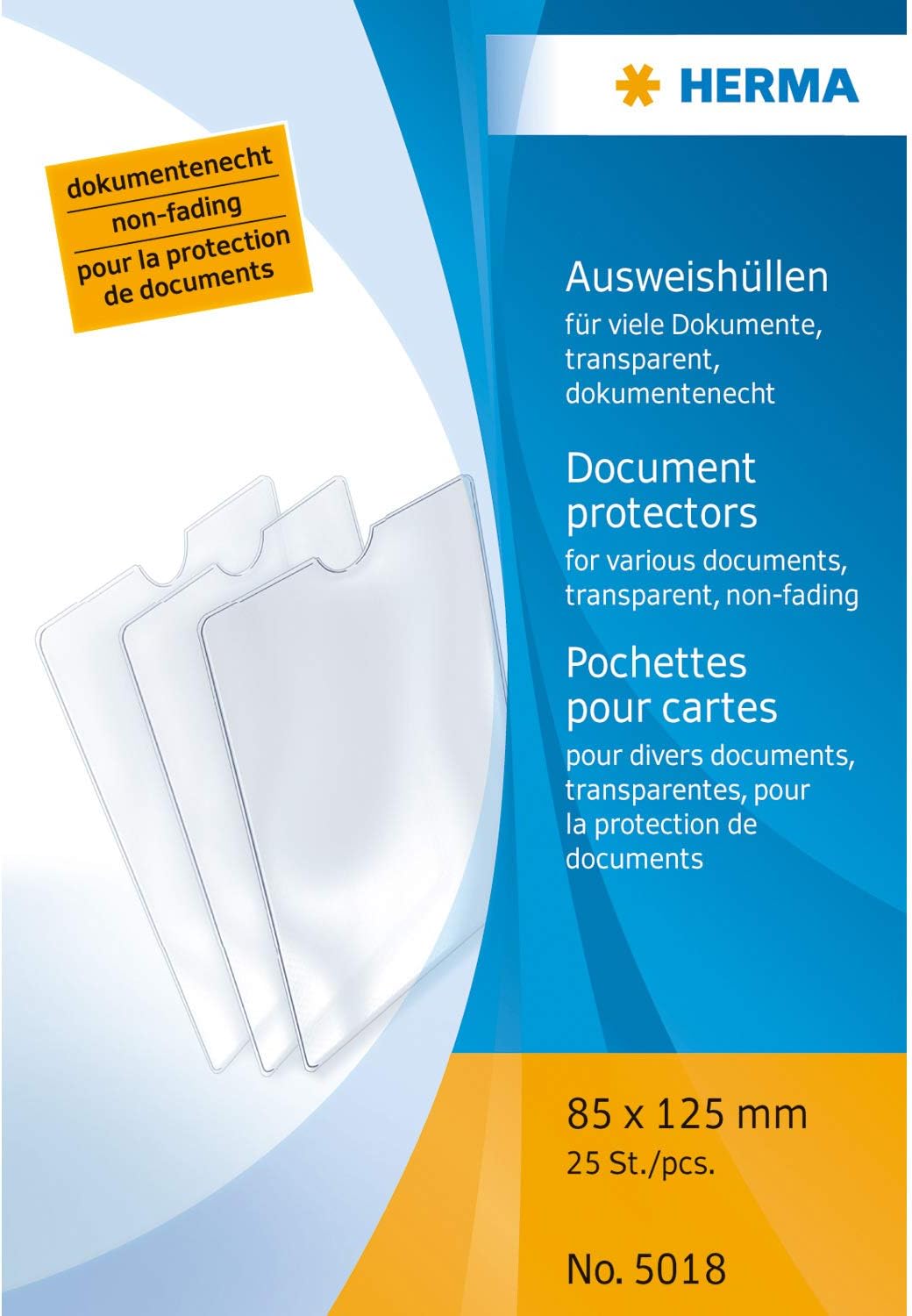 HERMA 5018 Transparent ID Card Holder for Protection for Many Documents & Documents, Plastic Card Sleeves Protective Cover Set, Transparent Pack of 25