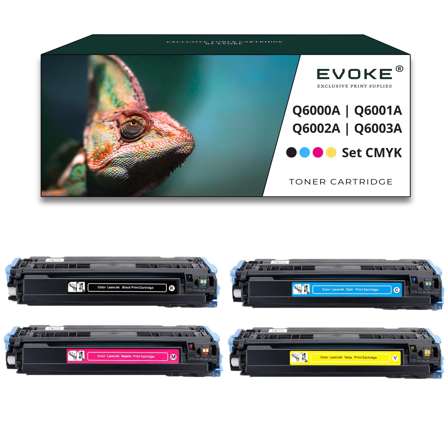 EVOKE Q6000A Q6001A Q6002A Q6003A Toner Kompatybilny z HP Color Laserjet 1600 2600 2605 CM1015 CM1017 (Zestaw CMYK) 8500 Stron