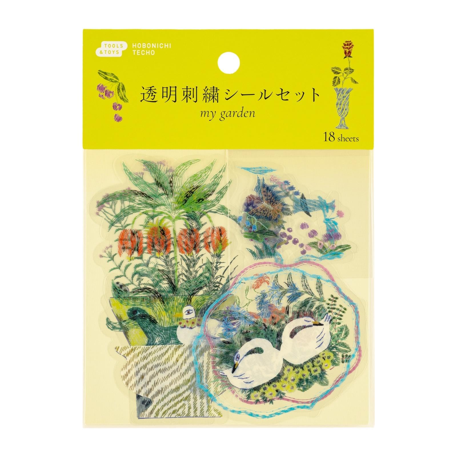 ほぼ日 Hobonichi Techo Accessories – iyo okumi: Transparent Embroidery Sticker Set - My Garden