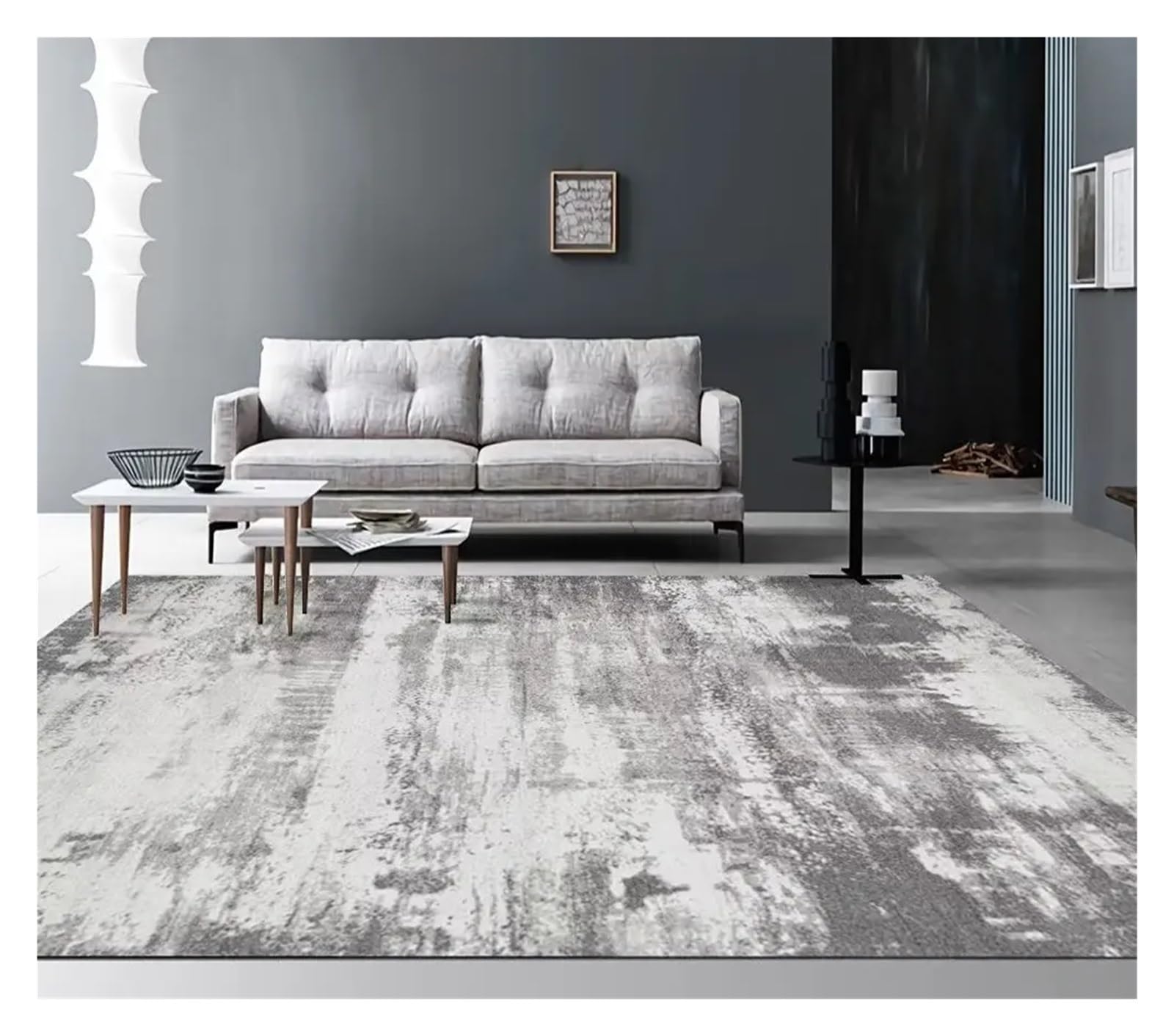 Tapis salon abstrait gris de décoration pour maison élégante
