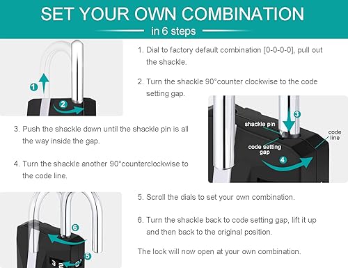 Miniatura 6 de ZHEGE Cerradura de casillero, cerradura de combinación para exteriores, resistente a la intemperie, 2023 actualizado, cerradura de número blanco
