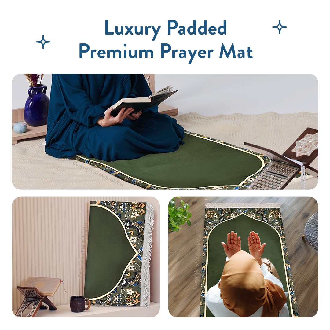 My Salah Mat Urban Rugs UK Tapis de prière musulman rembourré pour adulte Motif Madinah Elegance