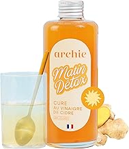 Archie, Detox Morning Cure, Apple Cider Vinegar - Ginger, Lemon and Spices. Blood Glucose, Digestion, Bloating, Vitamins. Natural ritual. Made in France. 20 days cure.