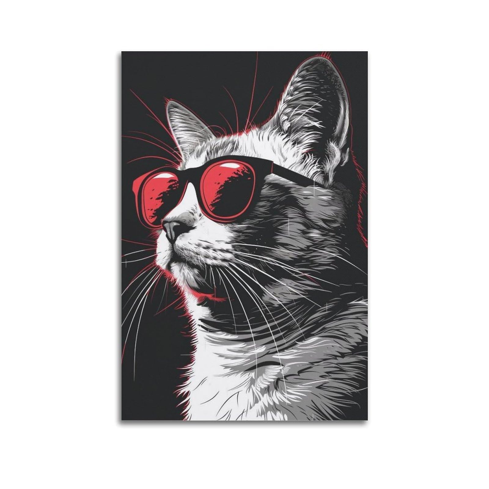 Poster chat pop art 60x90cm toile minimaliste décoration salon