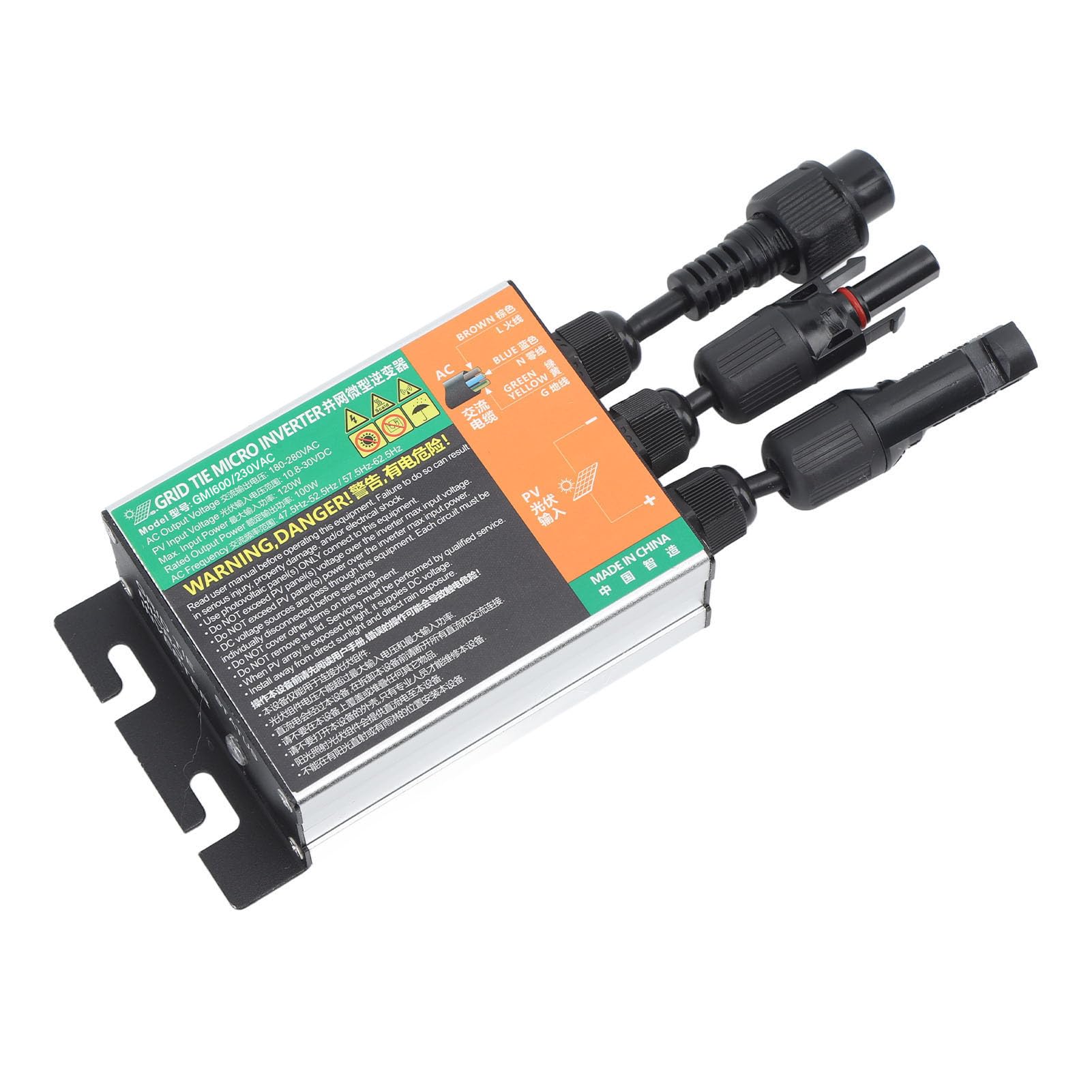 Tnfeeon Inverter per Collegamento Alla Rete, Inverter Solare a Onda Sinusoidale Pura da 600 W CA 220 V con Protezione di Tensione e Controllo Intelligente della Temperatura per Trifase per Giardino