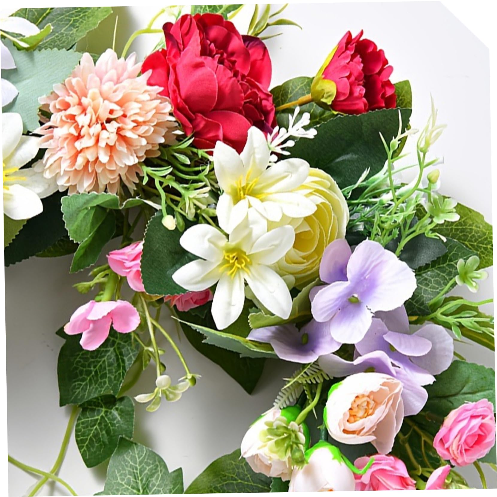 Ghirlanda floreale Ghirlanda di fiori di seta artificiale da 16 pollici con peonia e giglio per decorazioni per la casa tutto l'anno, fiori