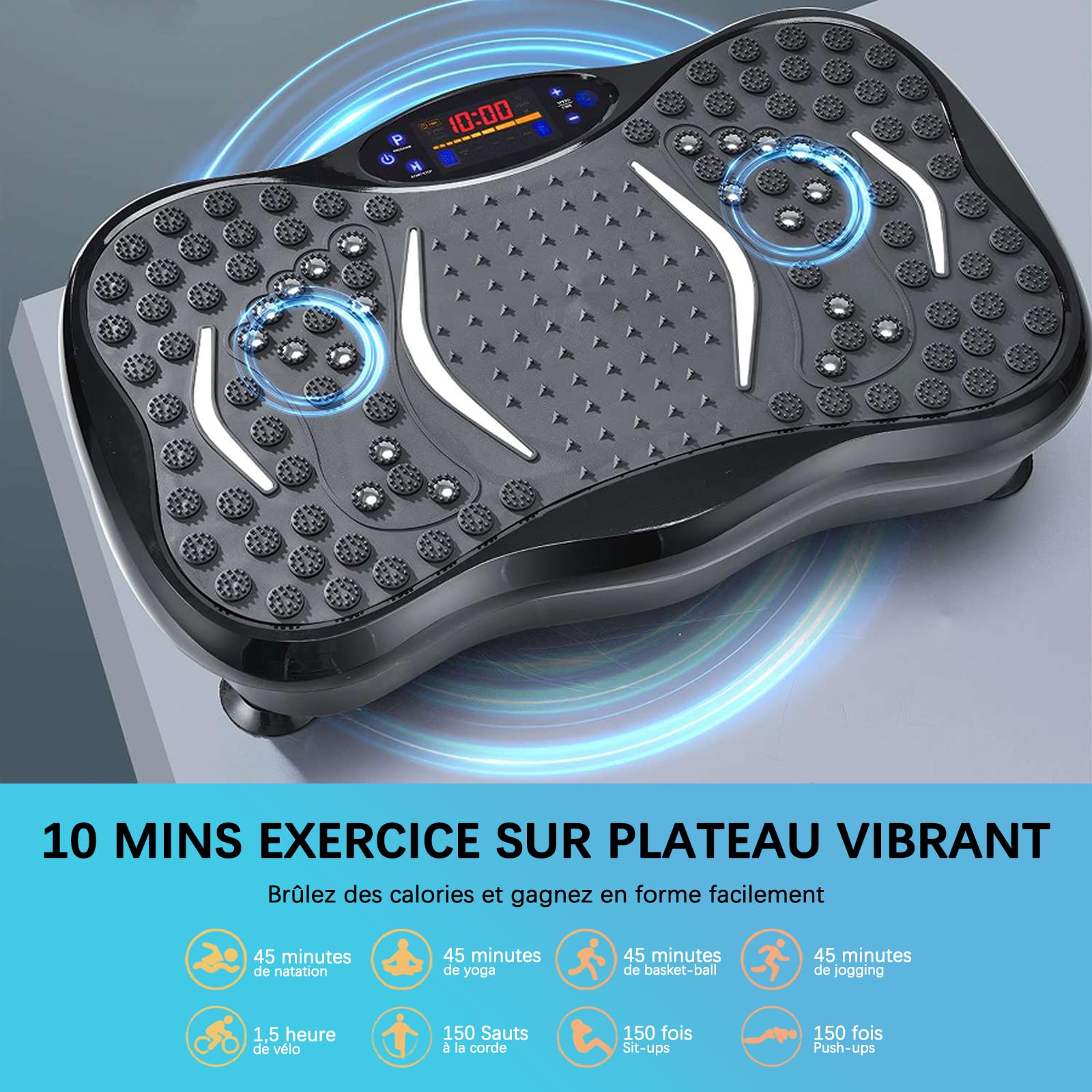 Plateforme Vibrante Perte de Poids, 2025 Amélioré Plateforme Fitness Vibration Plate pour le Drainage lymphatique, 120 Vitesses Réglables Avec Une Capacité de 450 Lb,Convient Pour le Fitness