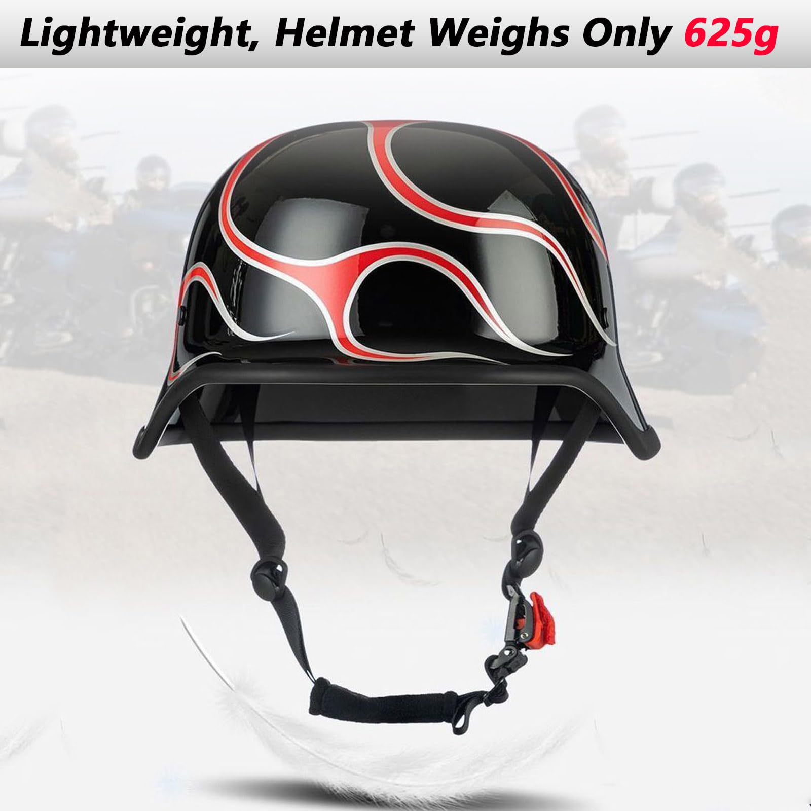 german low profile motorcycle helmet DOT Approved Open Face Lightweight Adult Men Women Vintage Style Half Skull Cap Helmets,M-XXL : Automotive Finished in a premium 4 Stroke Motorized Bicycle Nakto Size:Medium (55.5cm-57cm- Hat size 7-7 3/8