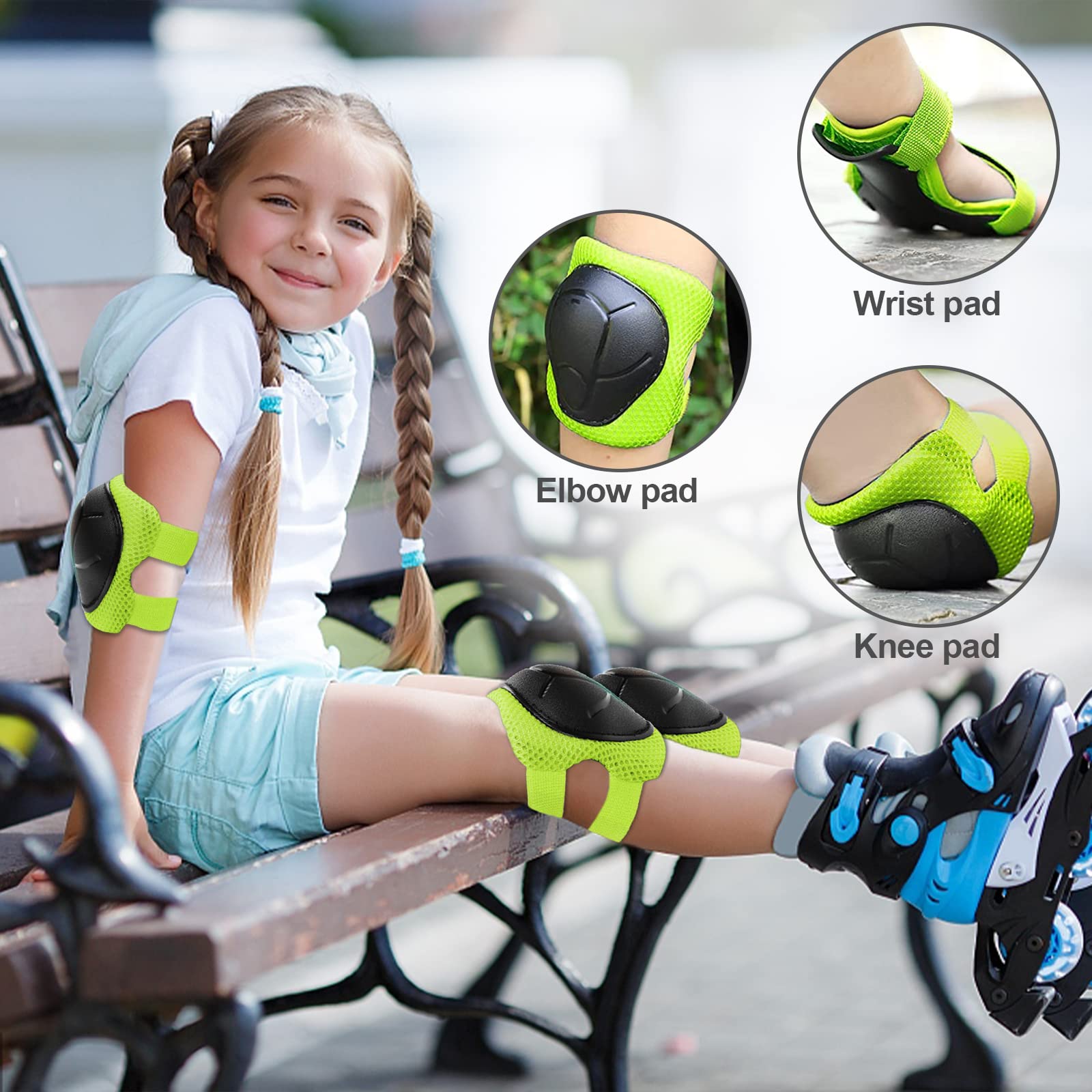 Set di 6 Protezioni per Bambini, Set di Protezioni in Linea, per Pattinaggio, Skateboard