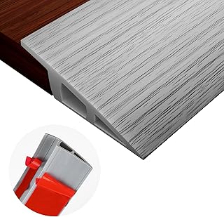 Threshold Floor Transition Strip 3.3ft, Double Sided Self-Adhesive PVC Floor Transition Strip, Doorway Threshold Ramp (Wood Grain Gray, 2" Wide x 0.4" Height x 3.3'Long)