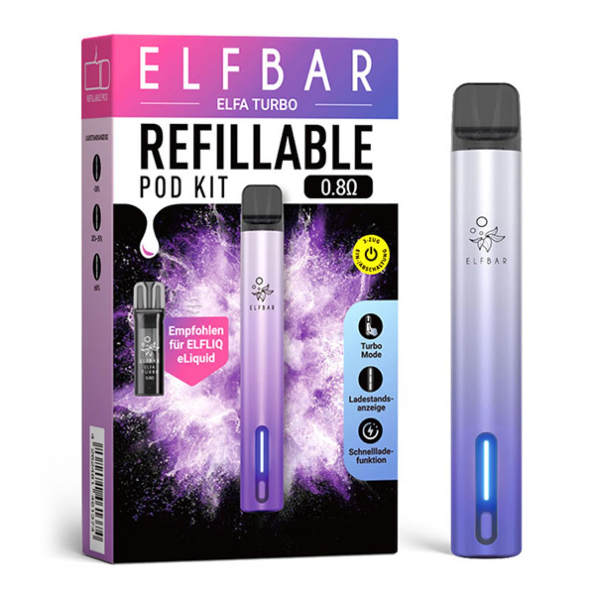 elfbar pod kit ELF BAR ELFX Black Vape Kit Black Finish Pod Device main image 1