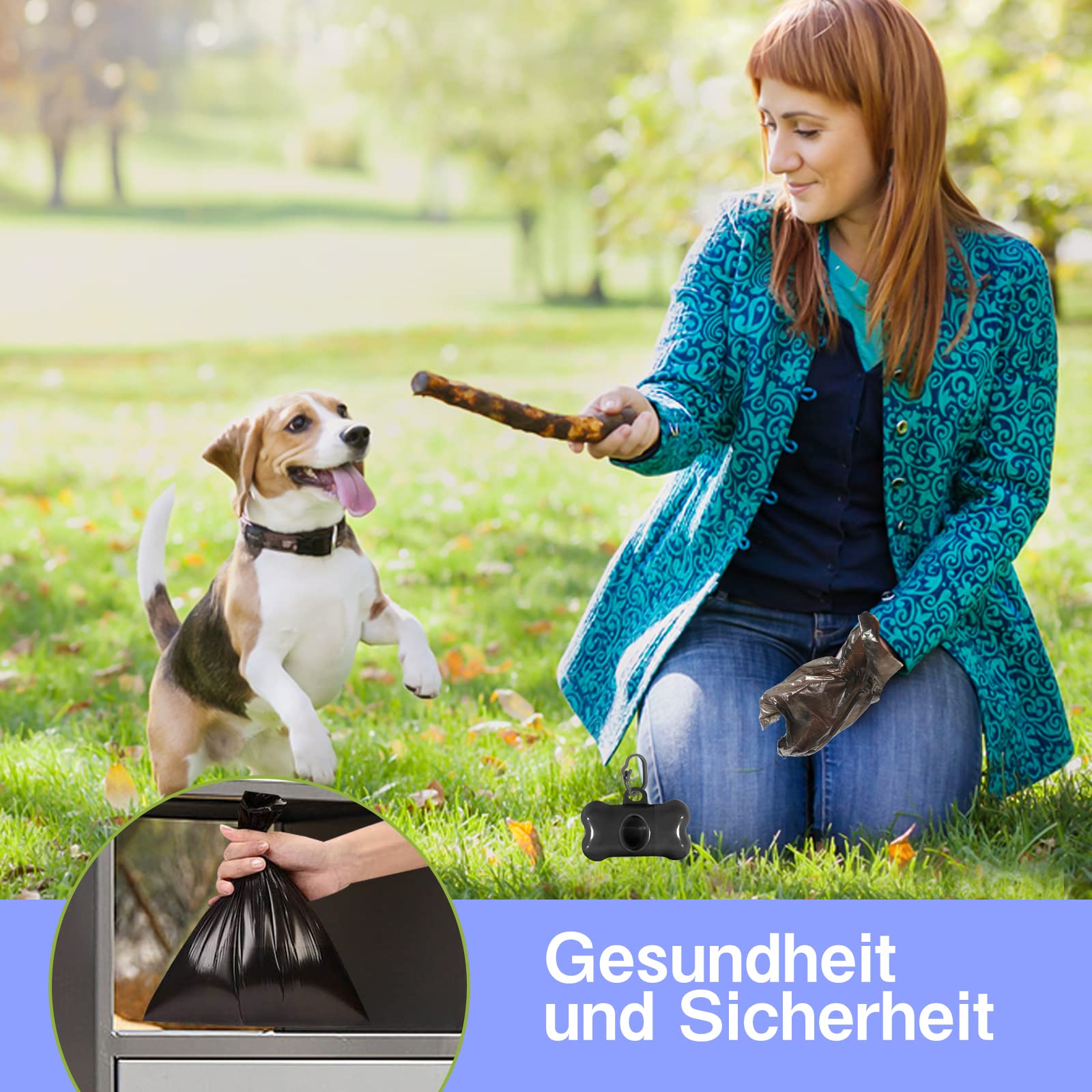 5 Stück Kotbeutelspender In Knochenform + 5 Rollen Kotbeutel - Mit Clip Für Die Tasche, Praktisch Für Unterwegs