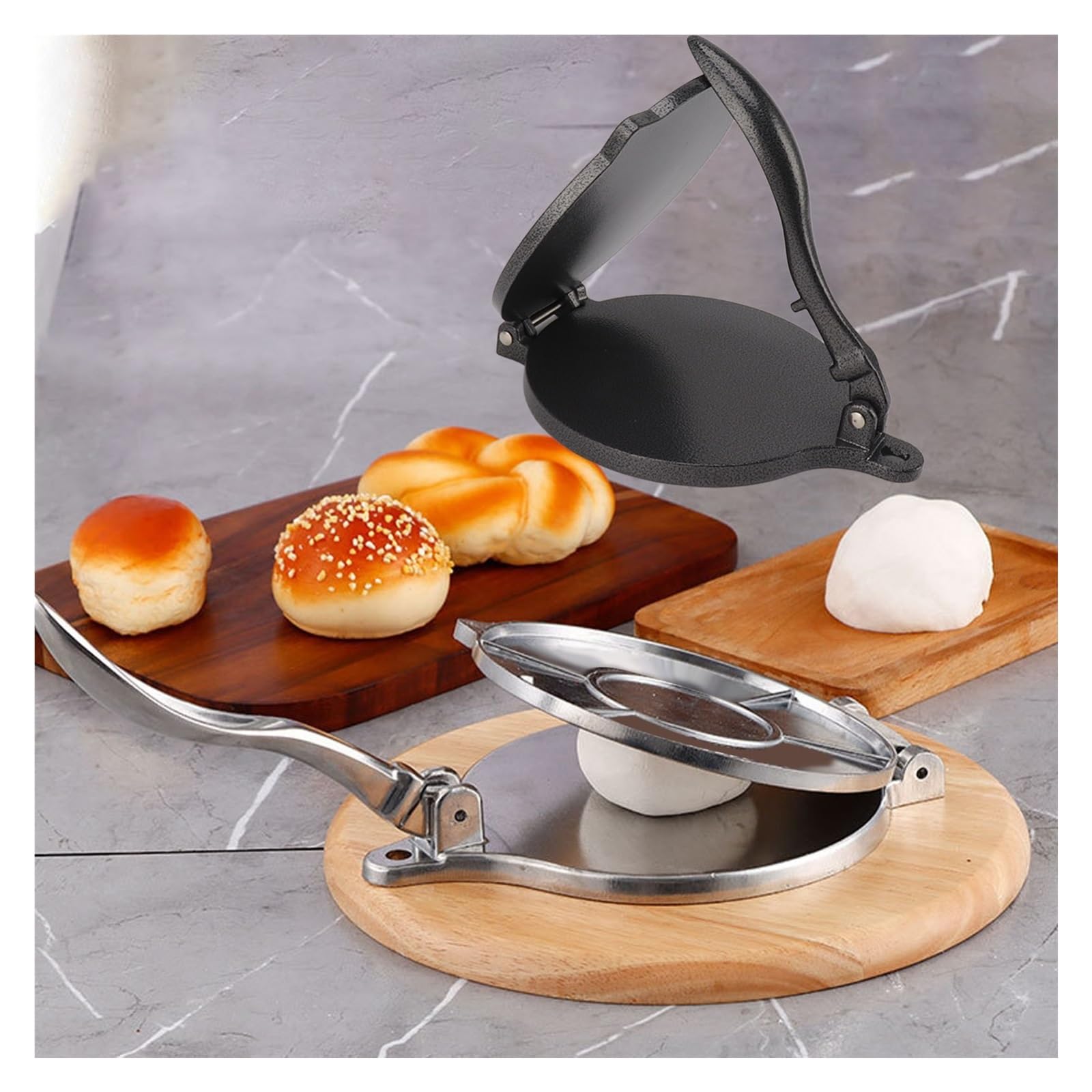 Pressa For Tortilla In Lega Di Alluminio, Pressa Manuale For Tortilla, Pressa For Pasta Multifunzionale For La Preparazione Di Pizze E Polpette.(Black 16cm)