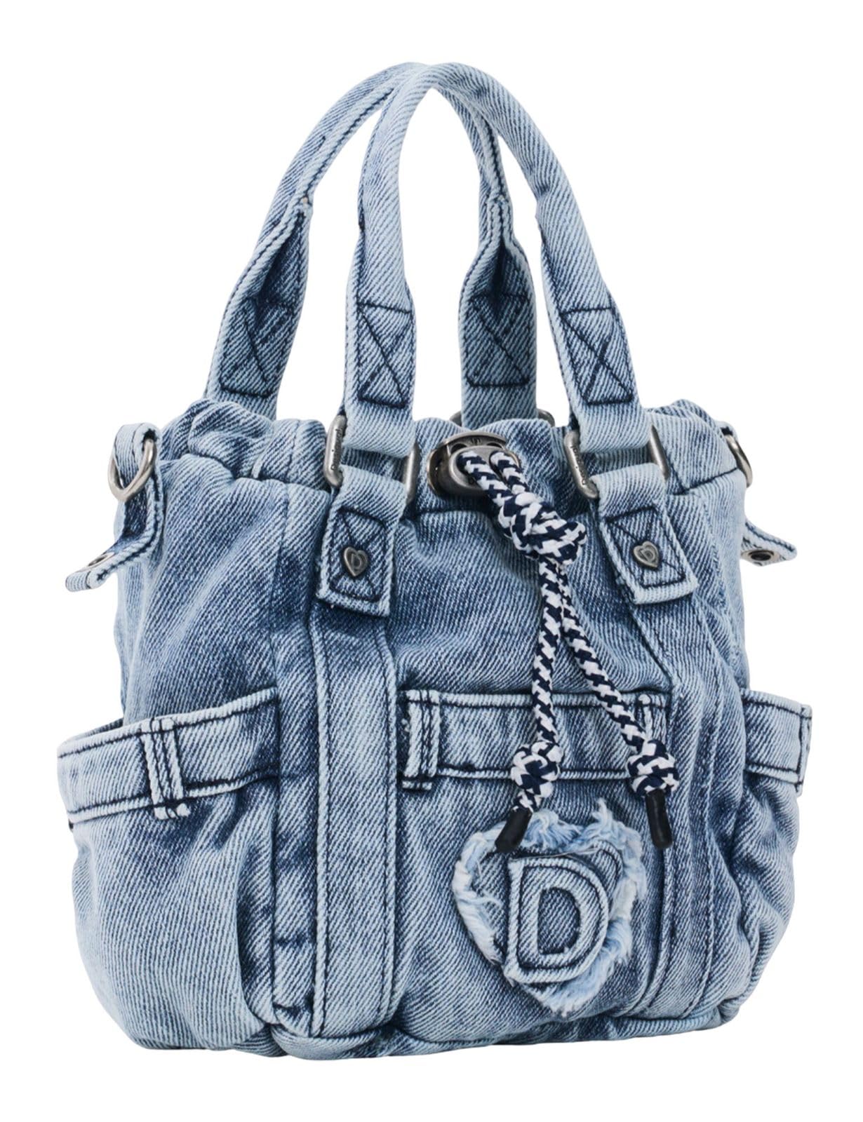 Desigual borsetta borsa a tracolla Jackdenim Globe Hand Bag Denim Raw blu