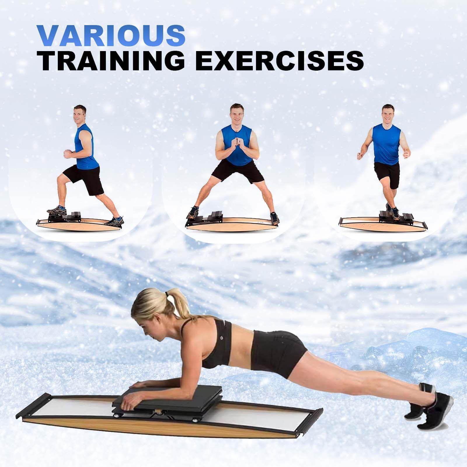 Ski-Trainingsgerät, Professioneller Skitrainer Für Das Ganzkörpertraining, Schnee-Ski-Simulator für das Fitnessstudio zu Hause, Gleichgewichtsgerät, 150 Kg Belastbarkeit