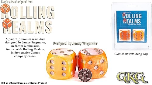 Miniatura 2 de Gate Keeper Games Rolling Realms - Juego de dados épicos de 1.378 in, juegos de guardián de puerta, d6s de resina jumbo para uso con reinos rodantes