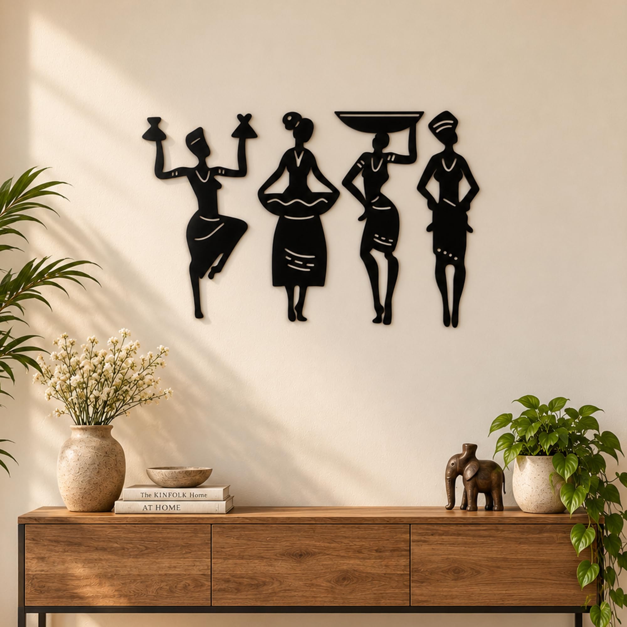 Auromin Tribal Wall Art - 4 Women Sculptures -1