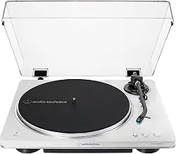 Audio-Technica AT-LP70XBT-WS-C | Toca-Discos Hi-Fi com Bluetooth Totalmente Automático com Transmissão por Correia, Branco/Prata, 33/45 RPM