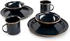 GSI Outdoors Mesa 2-Person Enamelware Dining Set 6-Pieces – Shadow with Bronze-Finished Stainless Steel Rim, Dishwasher Safe