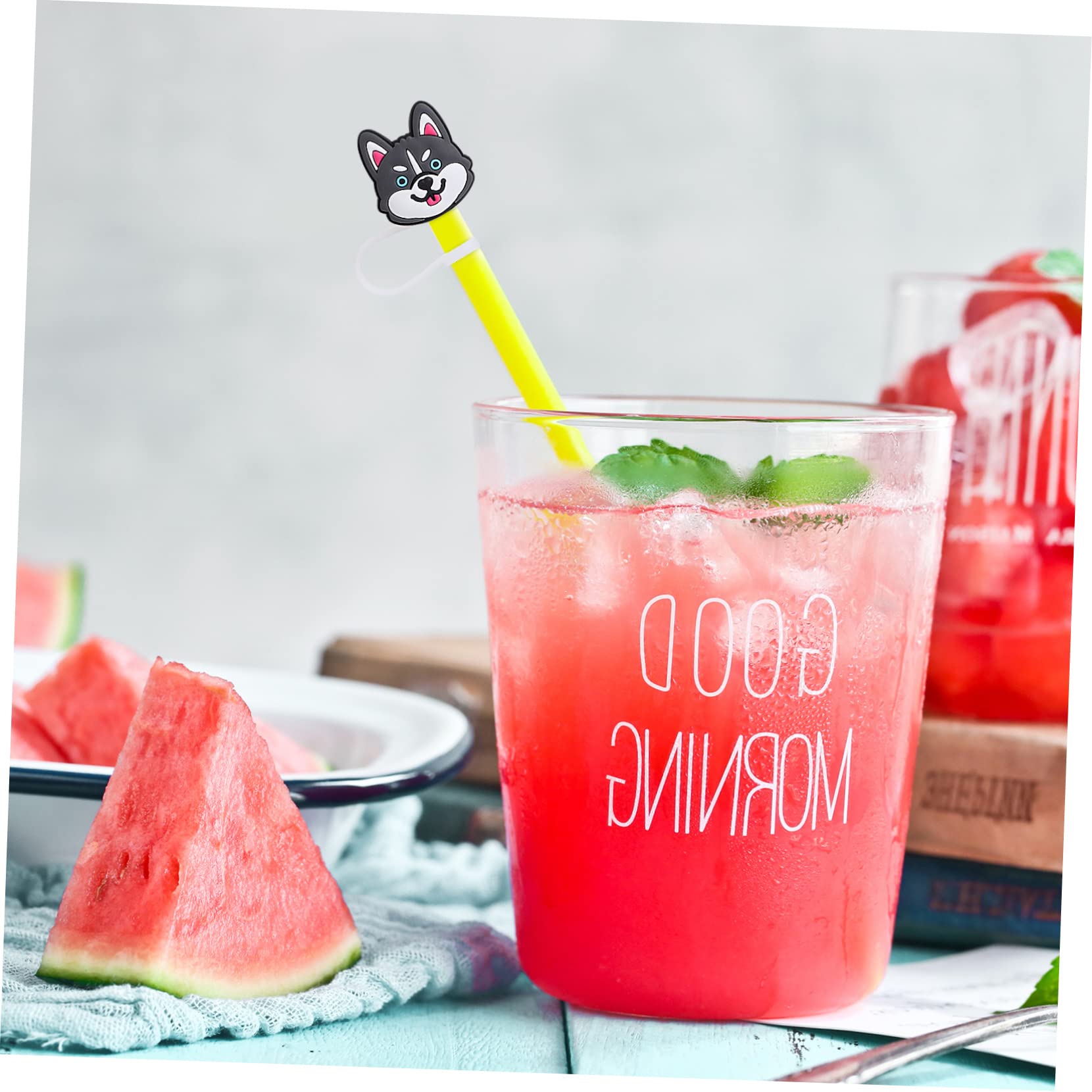 INOOMP 50piezas Adorables Tapas Para Sorbete Cubiertas Creativas De Diseño De Dibujos Animados Tapones Reutilizables Para Bebidas Accesorios Para Fiestas y Hogar