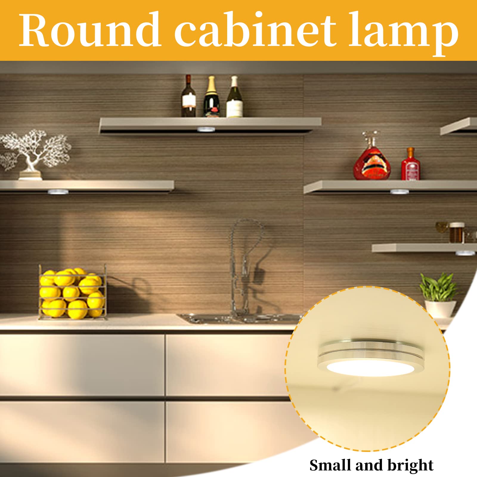 Luces para Gabinetes LED (4 luces, Blanco cálido) Luces de Armarios Regulables,12v 2.5w Para Vitrinaestantes de armarios de cocina y muebles de interior- 11 modos de iluminación