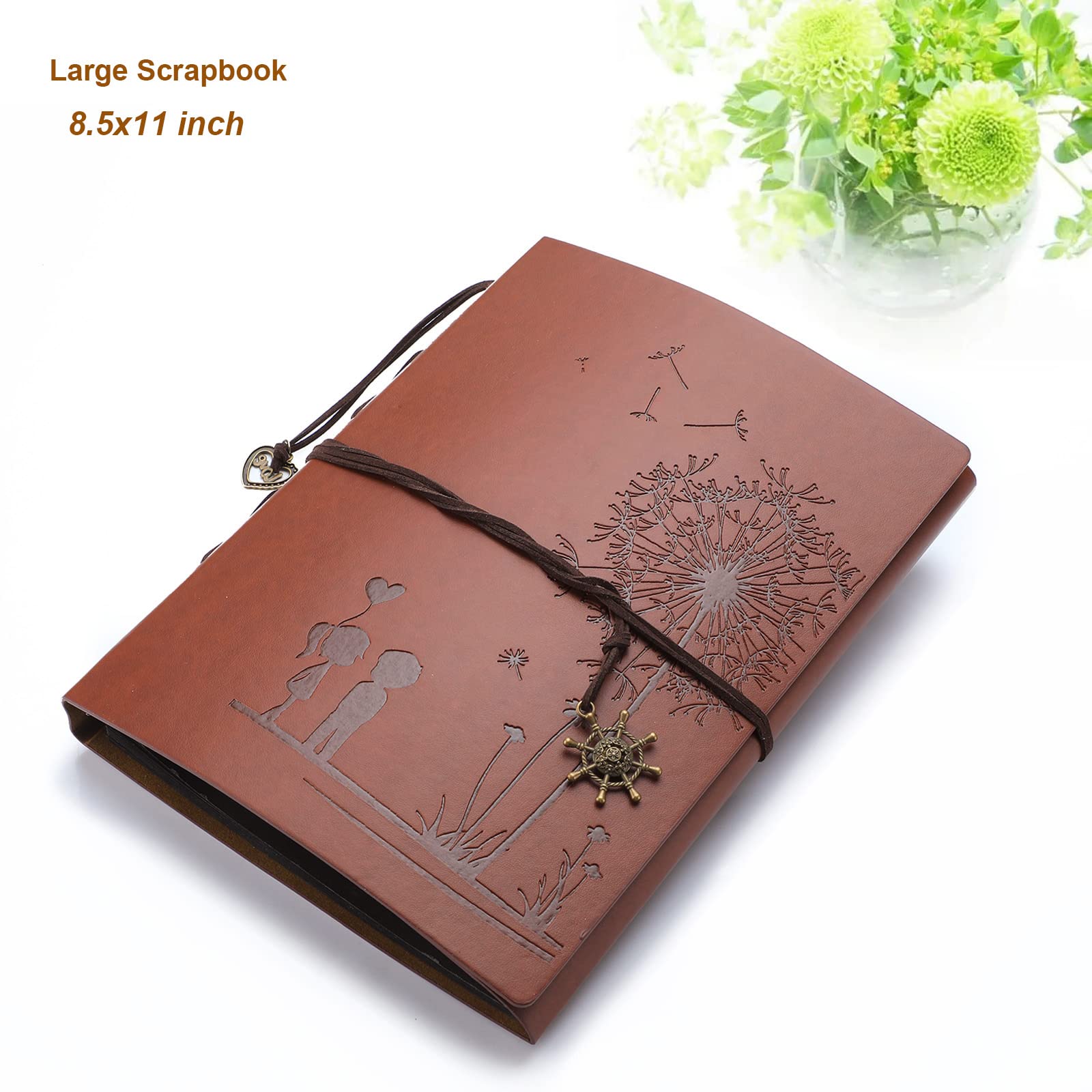 SEEHAN 8.5x11 Inch Leather Scrapbook Photo Album - Light Green, 60 Pages, With DIY Accessories Kit - View #5