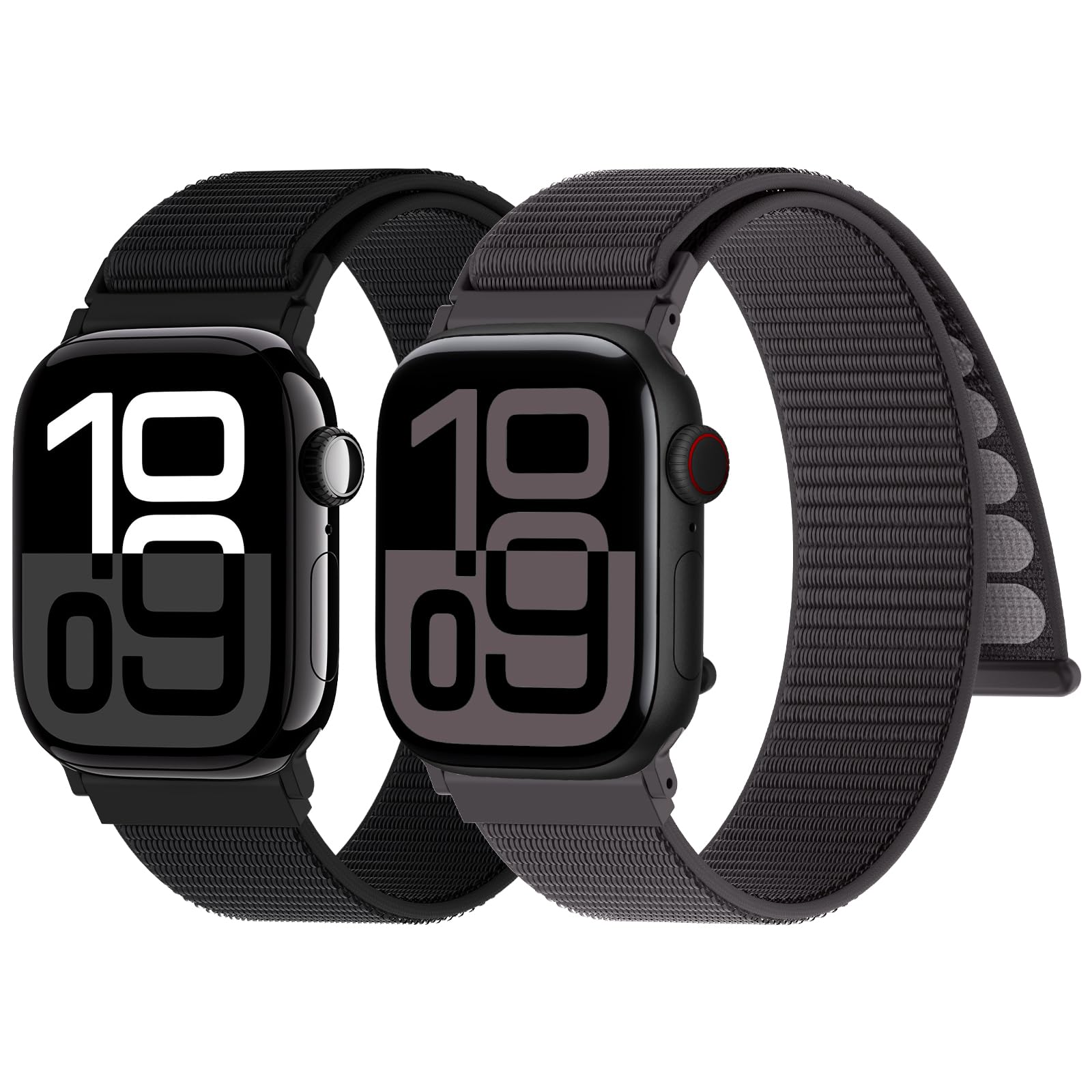 Confezione 2 Cinturini Nylon Compatibile con Cinturino Apple Watch 44mm 40mm 41mm 42mm 45mm 46mm 49mm 38mm, Sportivo Morbido Traspirante Regolabile per iWatch 11 10 9 8 7 6 5 4 3 2 1 SE Ultra 1/2/3