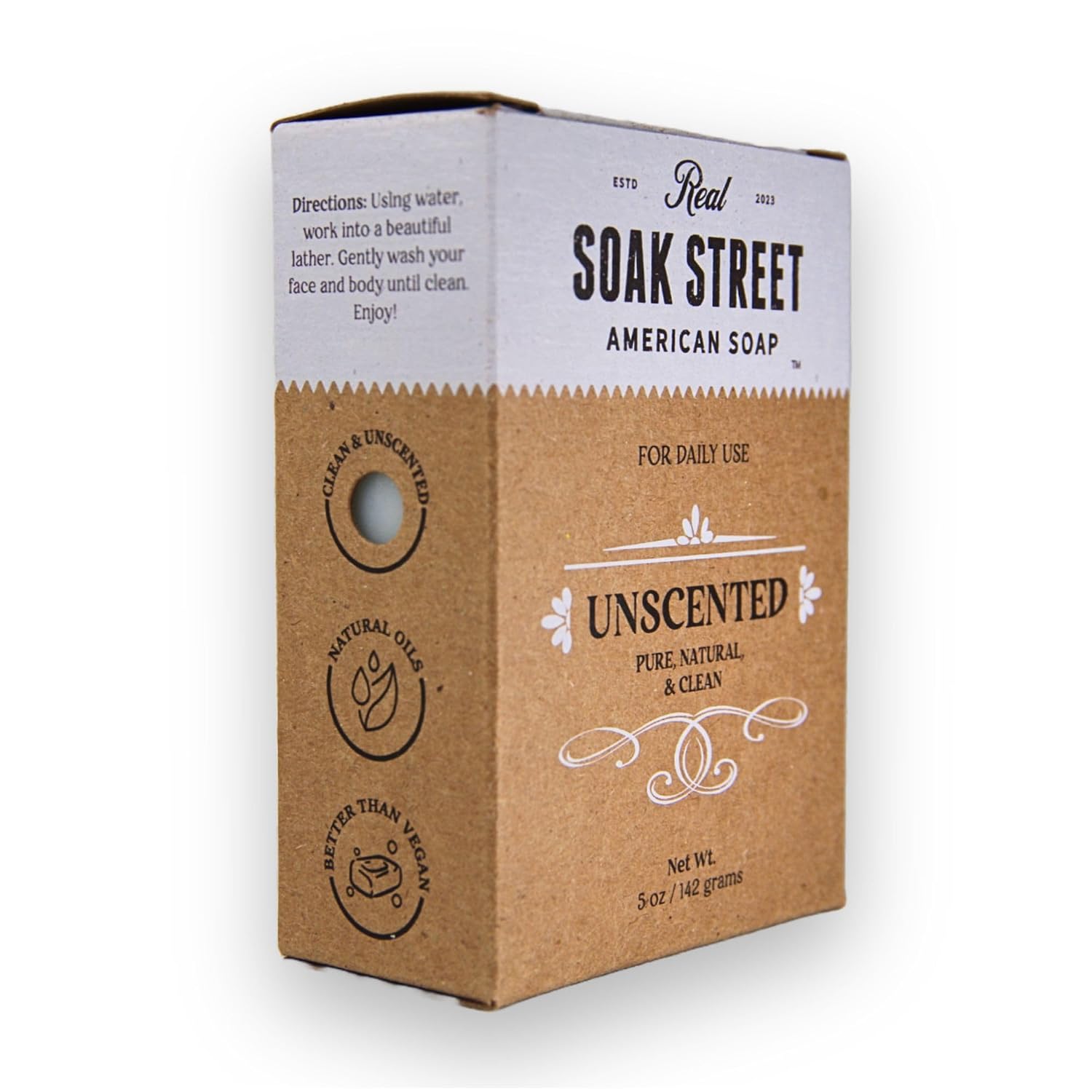 Real American Soap, Clean & Unscented (Single 5oz Bar) – Long-Lasting, Moisturizing Natural Bar Soap with Grass-Fed Tallow, Gentle Lard, & Coconut Oil for All Skin Types & Daily Use (1) image 2