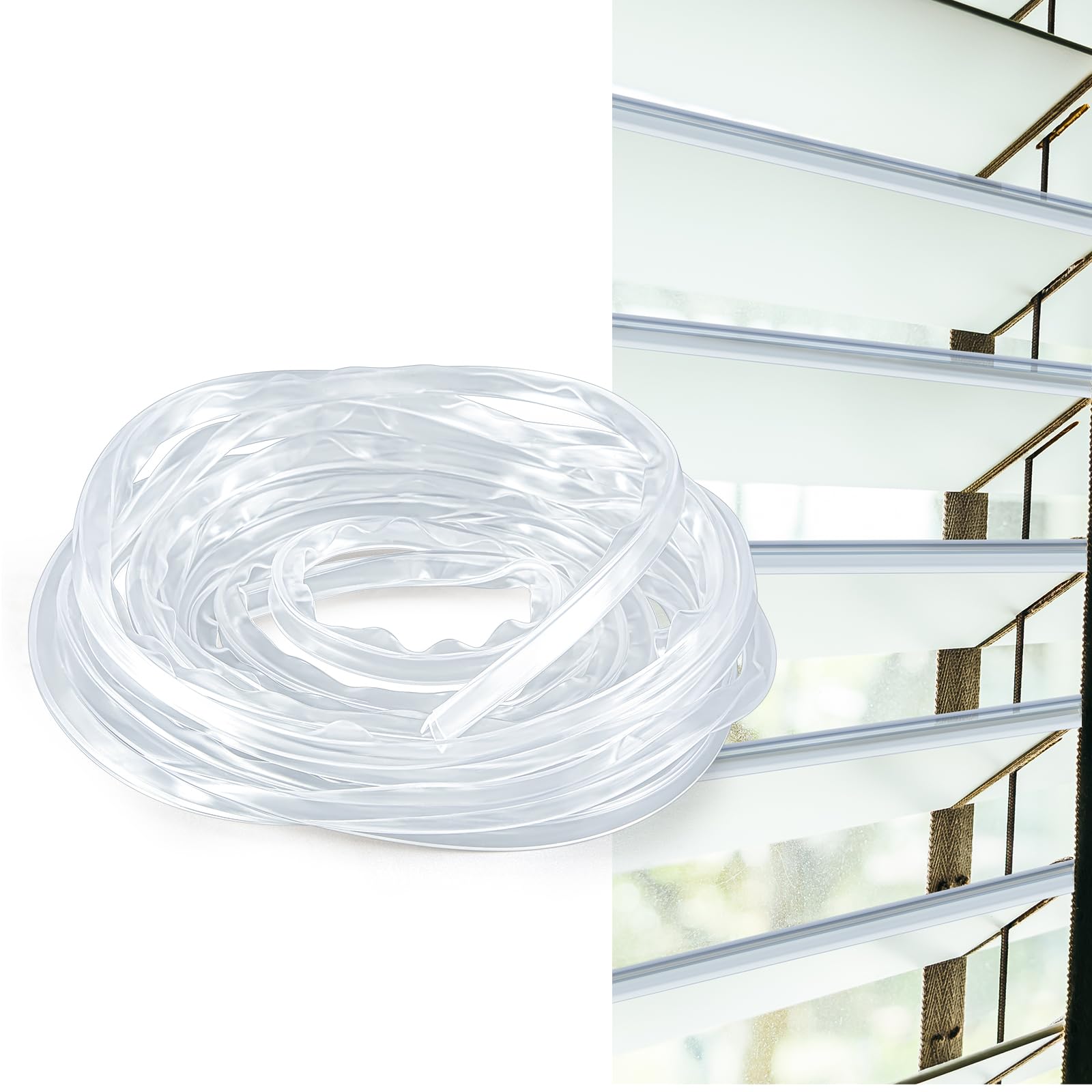 Photo 1 of Vivasself 100ft Clear Jalousie and Louver Slat, Vinyl Jalousie Window Seal Strip, Windproof, Rainproof, Dustproof, Insect Protection, Reduce Noise, Maintains Ventilation