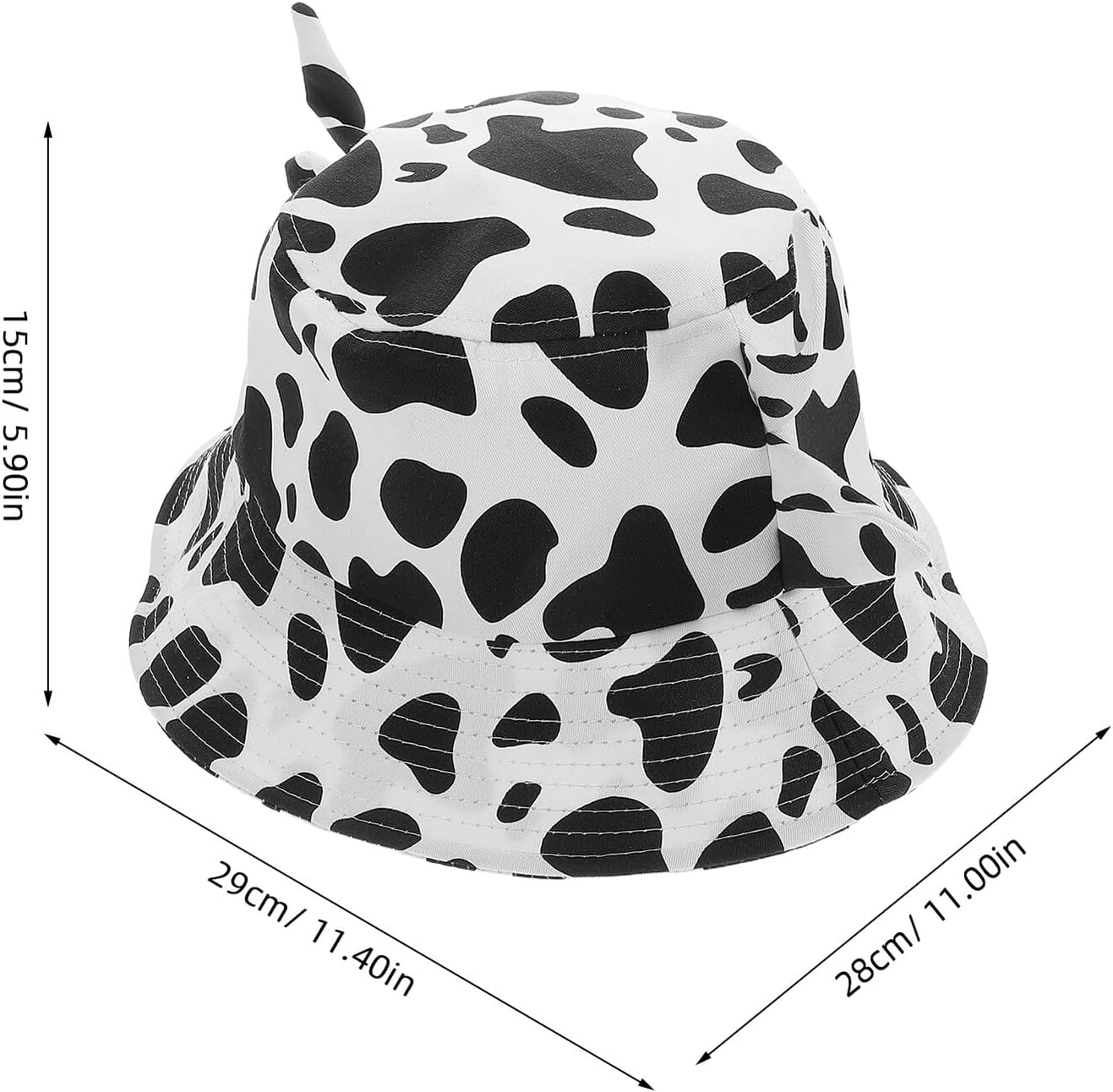Cow Print Bucket Hat with Ears for Women Korean Style Cotton Fisherman Hat Cute Cow Pattern for Travel Beach and Outdoor Use Multi