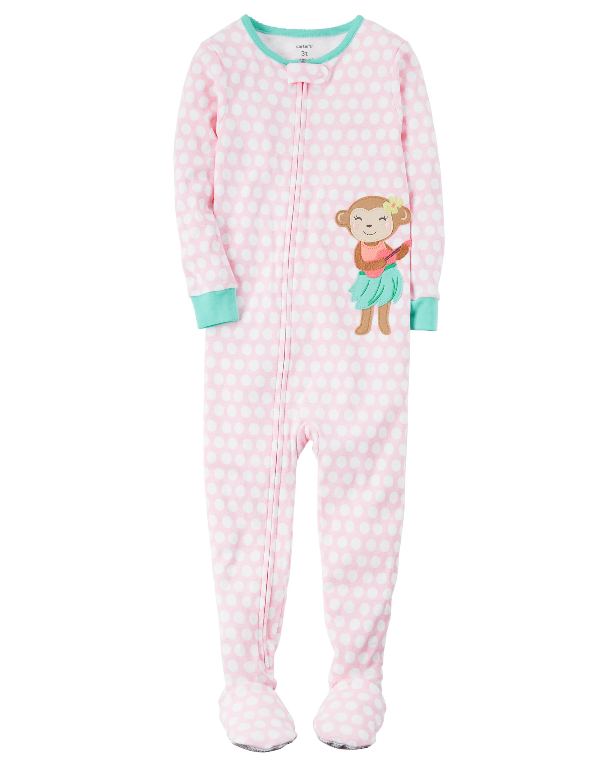 Carter's Baby Girls' 1-Piece Monkey Pajamas 12 Month