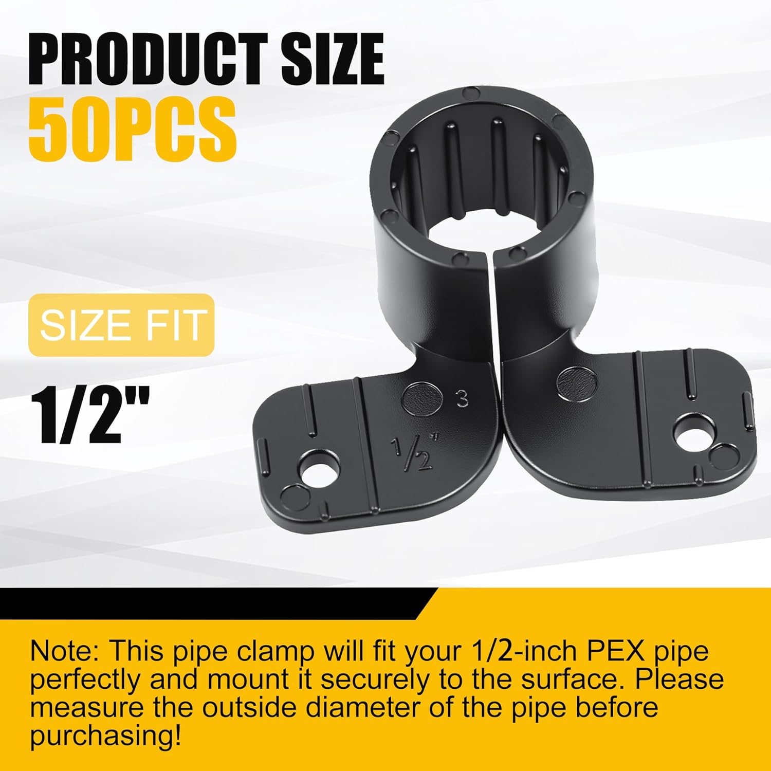 50 Pcs 1/2 Inch Pipe Supports Suspension Pipe Clamps Pex Clamps Butterfly Style Tubing Pipe Support for Pex, Copper, CPVC