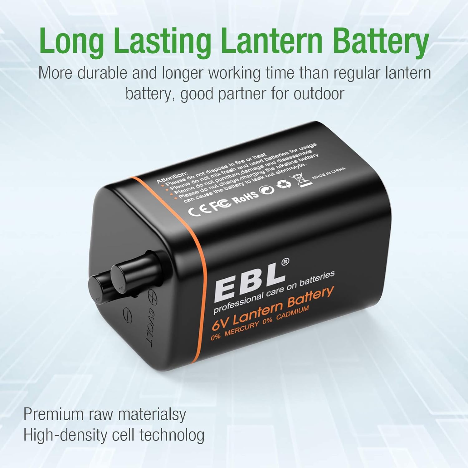 EBL 6V Alkaline Lantern Battery Durable Long Lasting Power with Spring Terminals for Lantern Light, Flashlight, Spot Light for Hiking Camping : Health & Household