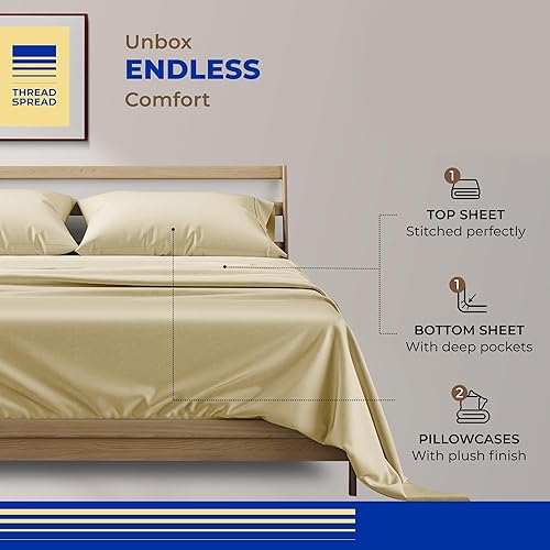 Miniatura 25 de THREAD SPREAD Sábanas 100% de algodón egipcio, tamaño individual, 800 hilos altos, 3 piezas, sábanas individuales extra largas para dormitorio