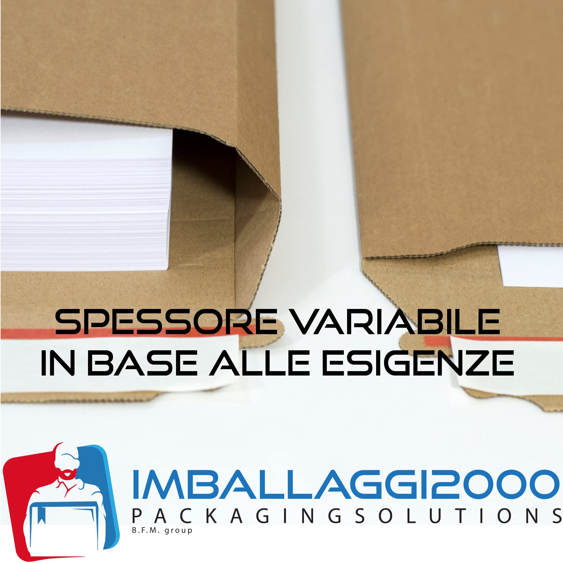 IMBALLAGGI 2000-100 Buste da spedizione Ecologiche 175X250cm in cartone rigido mono onda con chiusura adesiva ed apertura facilitata