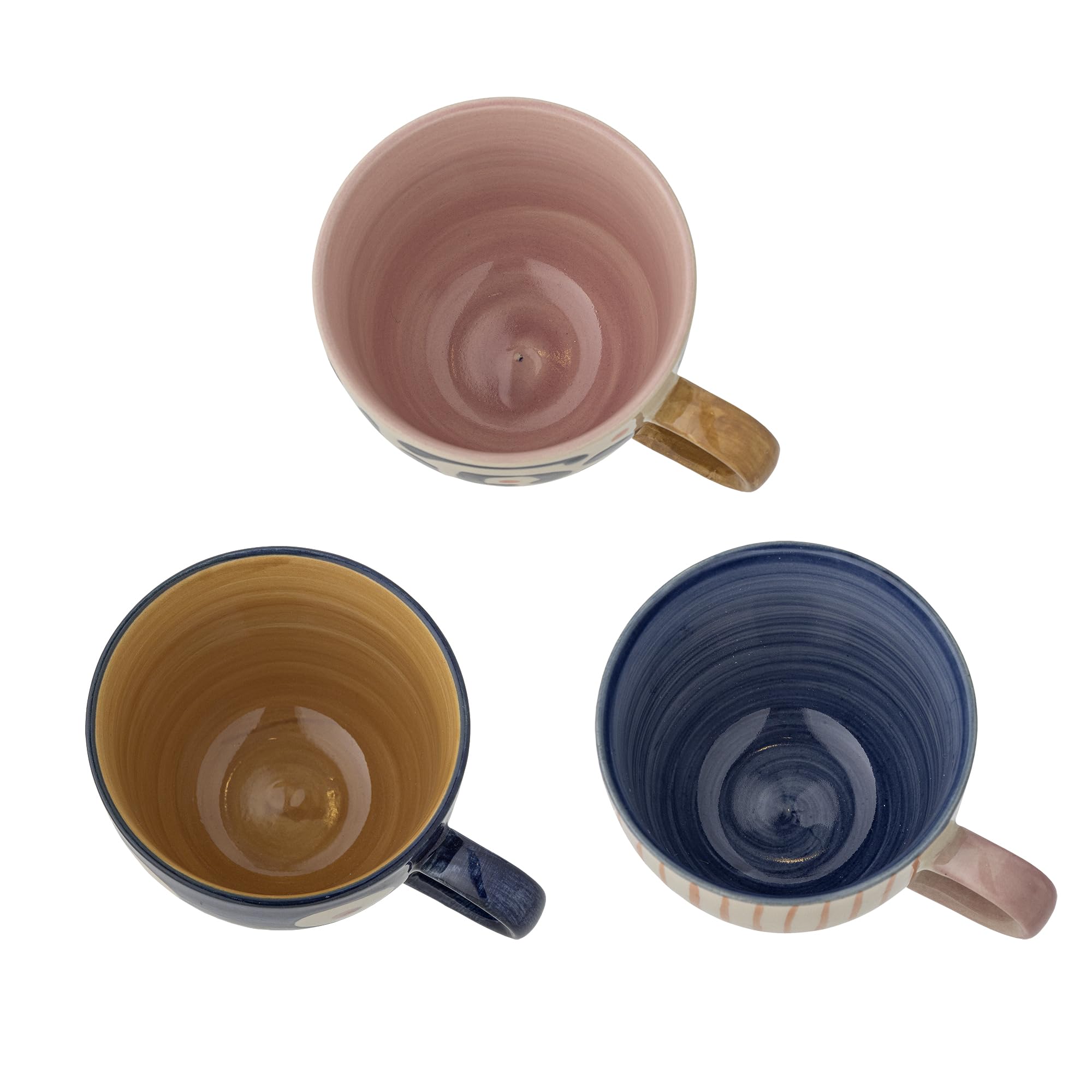 Bloomingville Eviaya Tasse, Blue, Steingut, T9,5xH7 cm, 3er Set, 290 ml