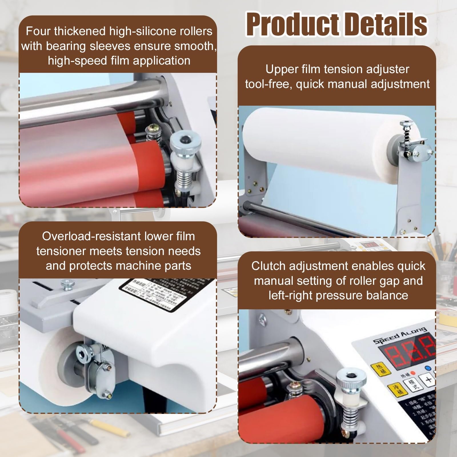 Laminatrice a Velocità Regolabile E Laminatrice Professionale per Laminazione Di Documenti E Carte Di Visita, Perfetta per Uffici E Studi Professionali