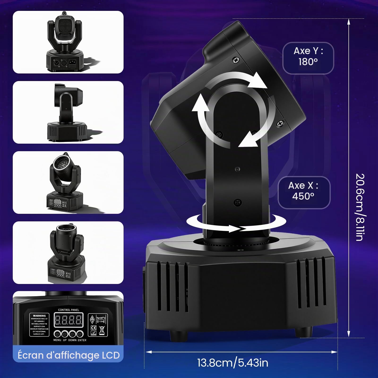 4-en-1 Lyre LED Tête Mobile Beam Laser avec Télécommande, 30W Projecteur RGBW + Laser Vert, Jeux de Lumiere pour Soiree DJ, DMX512, Commande Vocale pour Disco Bar KTV Mariage