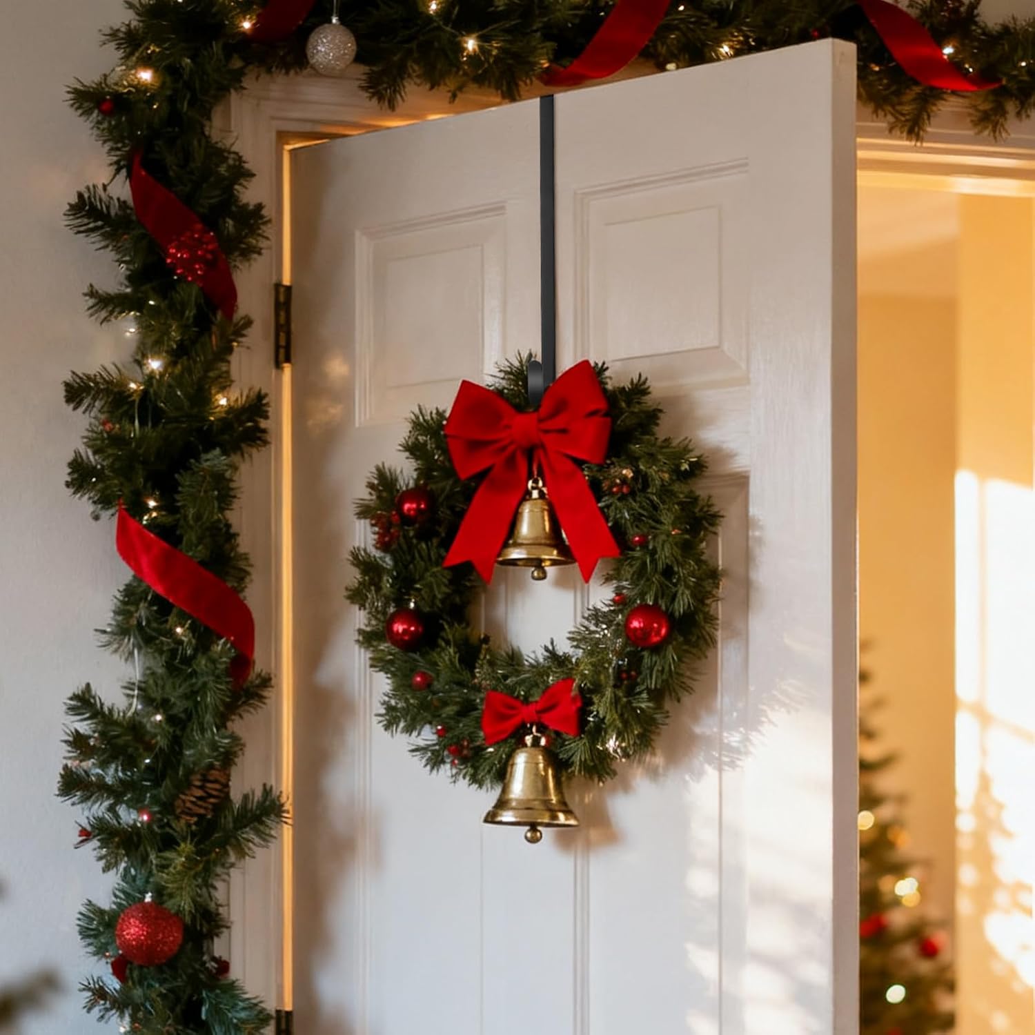 The Door Double-Sided Christmas Wreath Hanger Garland Hook Metal Door Hanging Hook for Holiday Decoration
