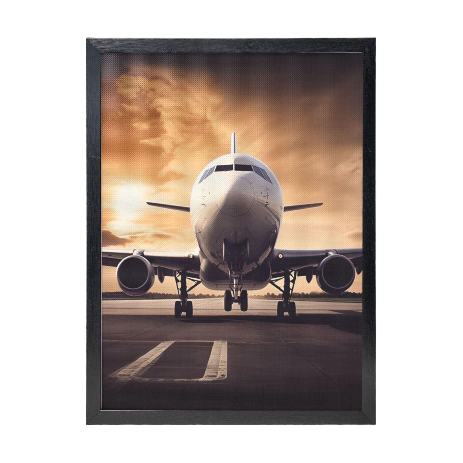 Framed Wall Art - Decorative Canvas Painting Airplane Pictures Poster Aesthetic Modern Prints Artwork for Bedroom Office Wall Decor Ready To Hang 12x16 in
