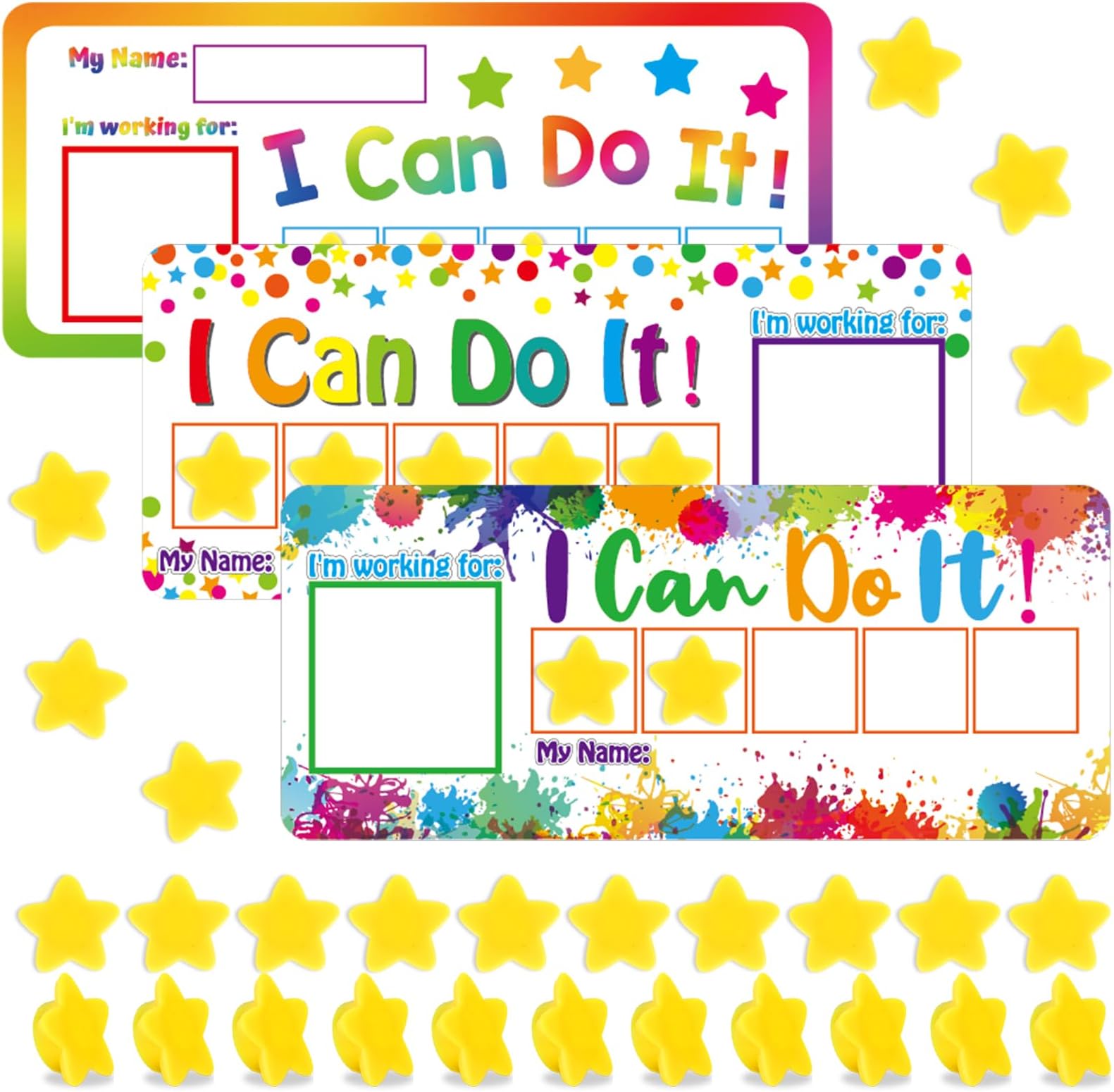 3 Sets Magnetic Rewards Chart for Kids I Can Do It Token Board Behavior Chart at Home Positive Star and Customizable Goal Box Incentives for Teacher Essentials Elementary Classroom