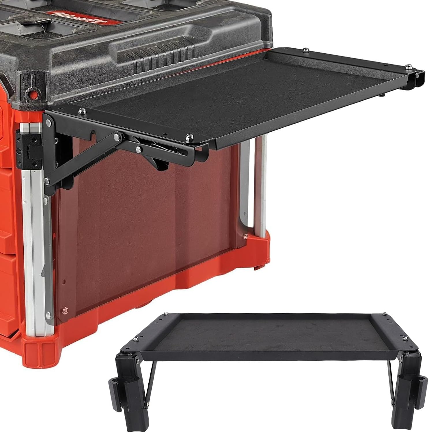 WALFRONT Folding Mount Heavy Duty Foldable Work Table Tool Tray Side Bracket Safe Storage Workbench for Side Storage of Your Tools
