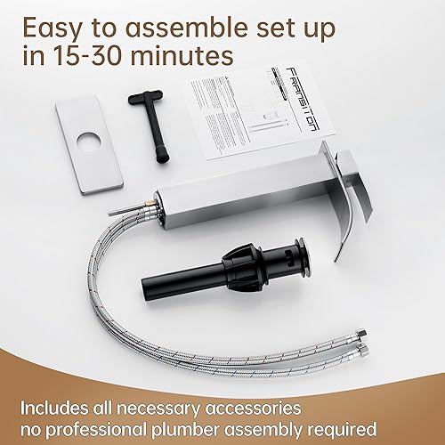 Miniatura 45 de Fransiton Grifo de baño de cascada de bronce aceitado con una sola manija de 1 o 3 agujeros, grifo de lavabo con cubierta y drenaje desplegable