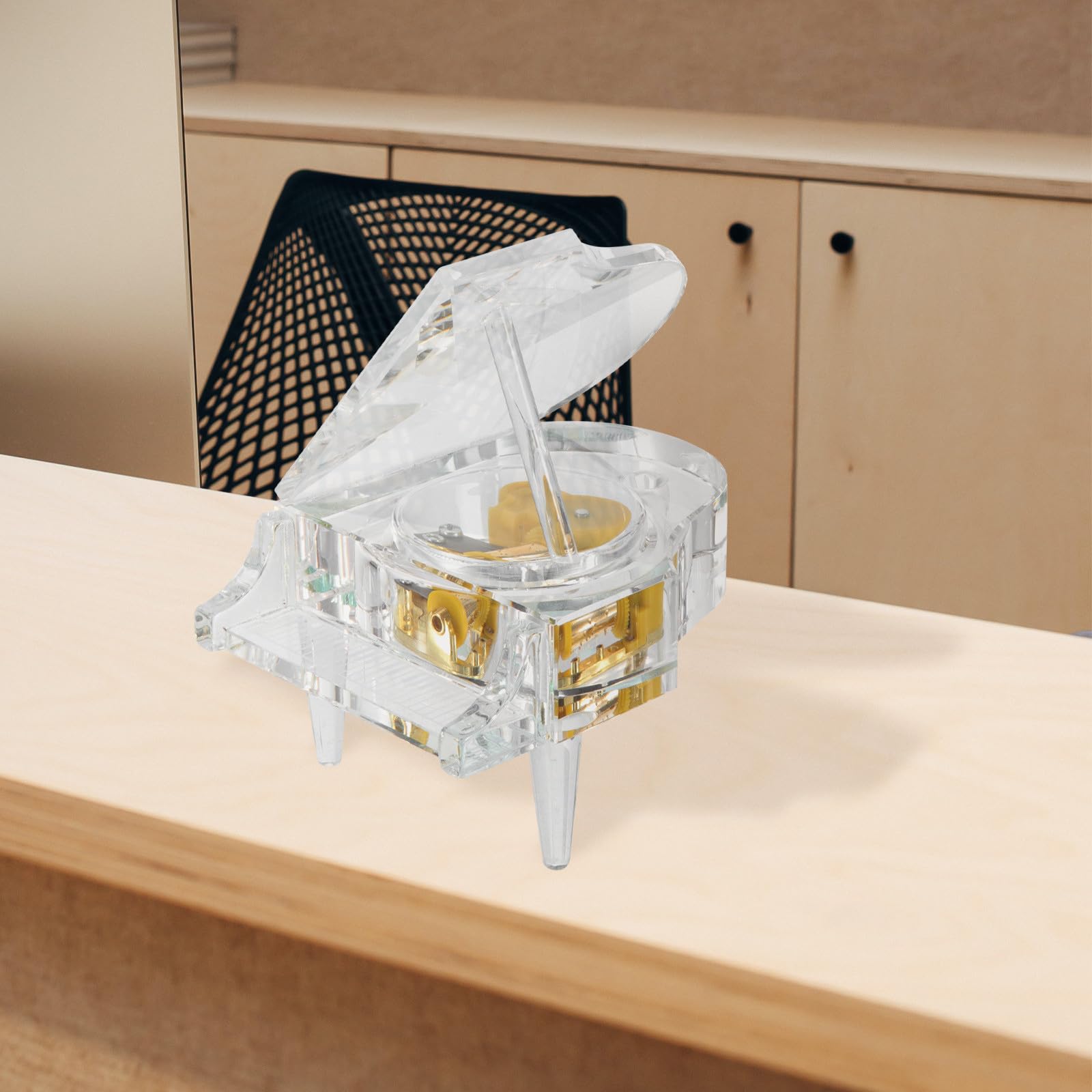Homoyoyo Caja Musical de Piano Transparente de Cristal Adorno Decorativo para Escritorio y Hogar Caja de Música Portátil para Figura Delicada Música Clásica Obsequio Infantil