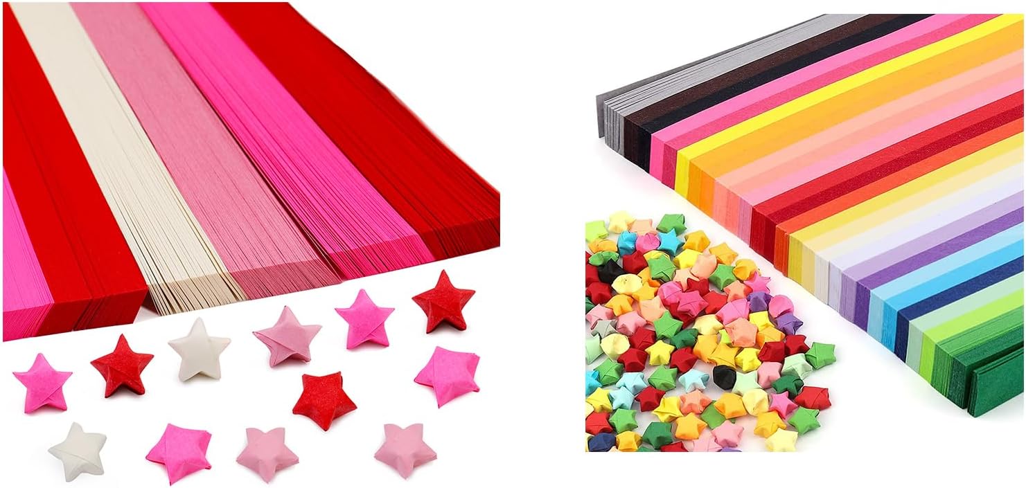 2110 Sheets Star Origami Paper 27 Color + Red Solid Color