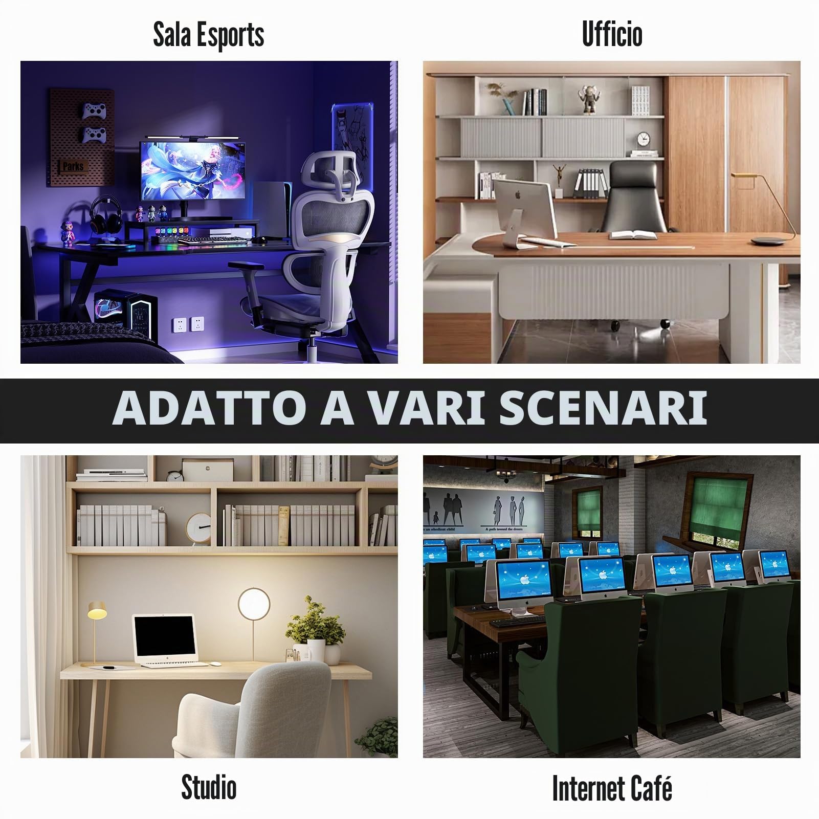 Supporto per PC regolabile da tavolo o da parete, Staffa CPU Regolabile fino a 54,5 cm, Portata 35 kg, Struttura in Acciaio Robusto, Salvaspazio per Ufficio & Gaming
