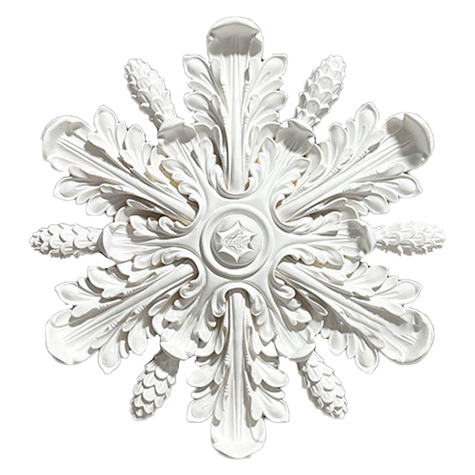 Decorative White PU Chandelier Ceiling Medallion 27-66cm(White Q,28cm)