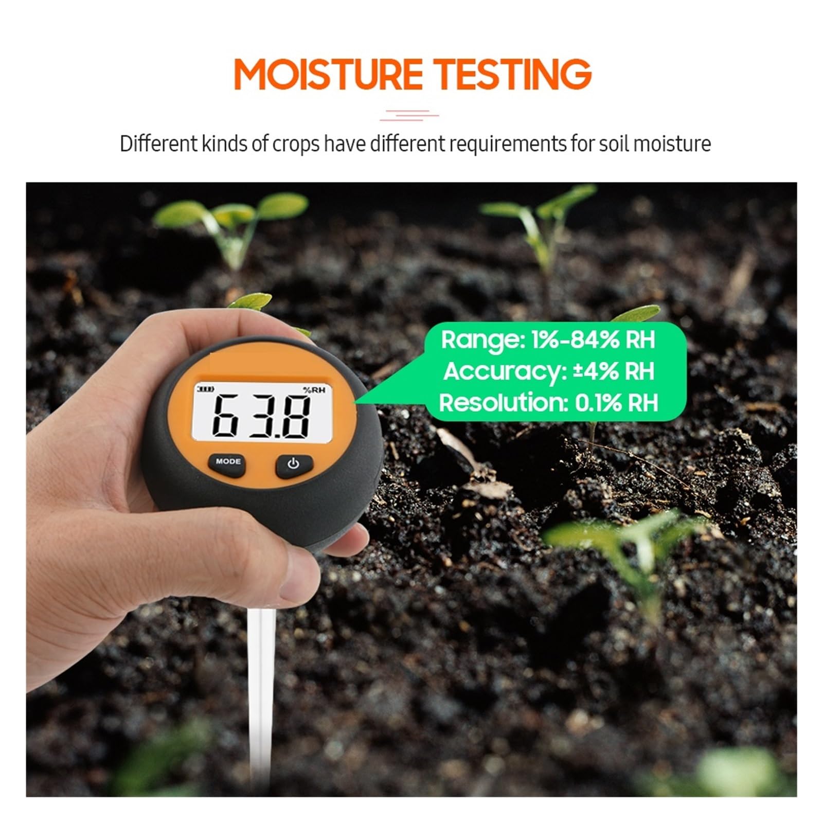 Digital Backlight Soil Tester 3 In1 PH/Umidità/Temperatura Portatile Suolo PH Test Sonda Temp Misuratore di Umidità Misurazione Accurata